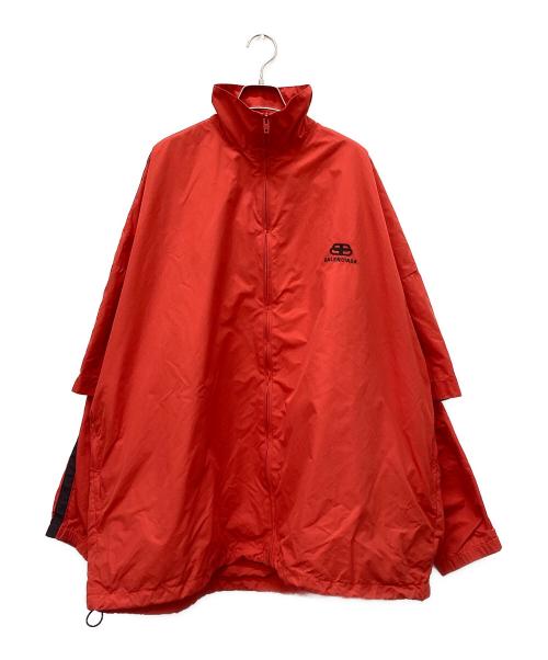 BALENCIAGA（バレンシアガ）BALENCIAGA (バレンシアガ) BBロゴダブルスリーブナイロンジップアップブルゾン レッド サイズ:50の古着・服飾アイテム