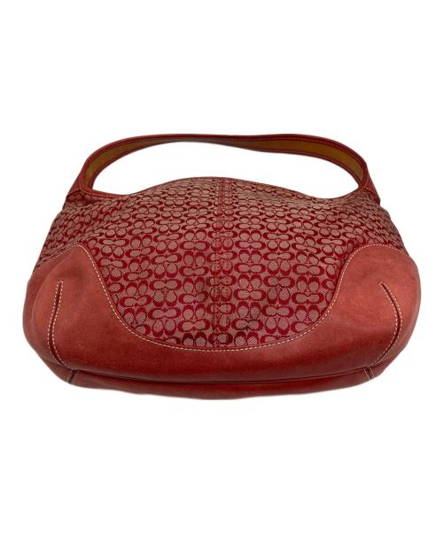 COACH（コーチ）COACH (コーチ) シグネチャーレザーコンビハンドバッグ レッドの古着・服飾アイテム
