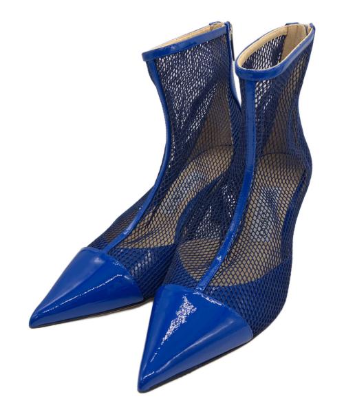 JIMMY CHOO（ジミーチュウ）JIMMY CHOO (ジミーチュウ) ポインテッドトゥメッシュパンプス ブルー サイズ:37の古着・服飾アイテム