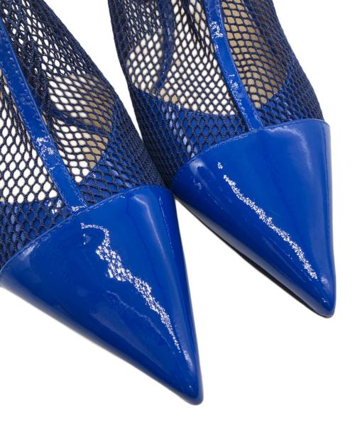 JIMMY CHOO（ジミーチュウ）JIMMY CHOO (ジミーチュウ) ポインテッドトゥメッシュパンプス ブルー サイズ:37の古着・服飾アイテム