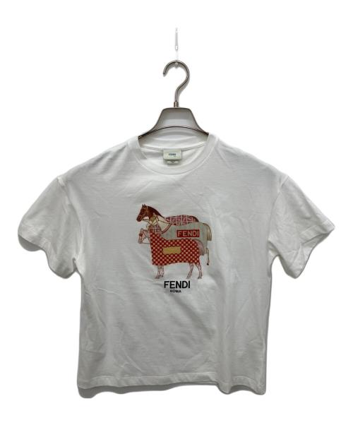FENDI（フェンディ）FENDI (フェンディ) ホースプリントTシャツ ホワイト サイズ:12+の古着・服飾アイテム