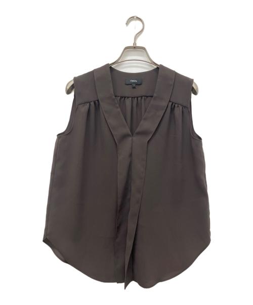 theory（セオリー）theory (セオリー) V FALAP TOPノースリーブブラウス ブラウン サイズ:Sの古着・服飾アイテム
