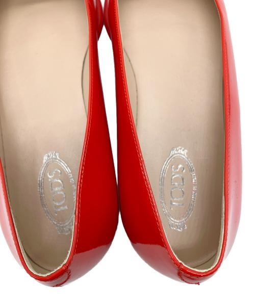TOD'S（トッズ）TOD'S (トッズ) ポインテッドトゥフラットパンプス レッド サイズ:36 1/2の古着・服飾アイテム