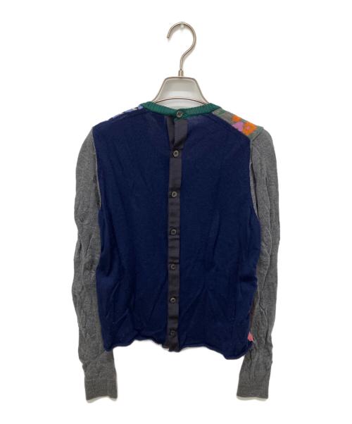 tricot COMME des GARCONS（トリココムデギャルソン）tricot COMME des GARCONS (トリココムデギャルソン) ウールモヘヤ混デザインニット グレー×ネイビー サイズ:Freeの古着・服飾アイテム