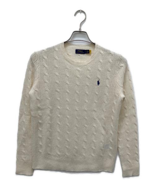 POLO RALPH LAUREN（ポロ・ラルフローレン）POLO RALPH LAUREN (ポロ・ラルフローレン) カシミヤ混ケーブルニット ホワイト サイズ:Lの古着・服飾アイテム