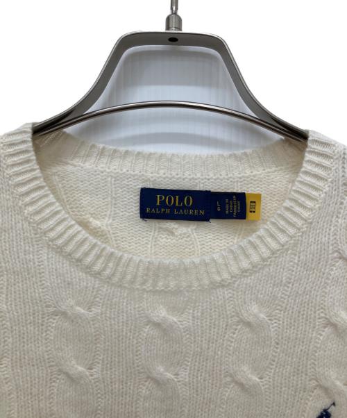 POLO RALPH LAUREN（ポロ・ラルフローレン）POLO RALPH LAUREN (ポロ・ラルフローレン) カシミヤ混ケーブルニット ホワイト サイズ:Lの古着・服飾アイテム