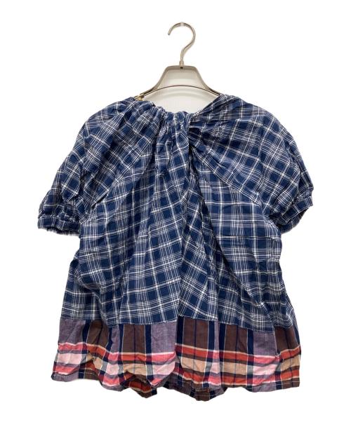 tricot COMME des GARCONS（トリココムデギャルソン）tricot COMME des GARCONS (トリココムデギャルソン) 11ss チェック切替変形ブラウス ネイビー サイズ:Mの古着・服飾アイテム