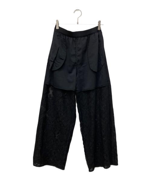 Adam et Rope（アダム エ ロペ）Adam et Rope (アダム エ ロペ) レースラインパンツ ブラック サイズ:36の古着・服飾アイテム