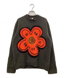 KENZO×FUTURA（ケンゾー×フューチュラ）の古着「エンブロイダリー ニット ウール ジャンパー」｜カーキ
