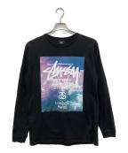 stussyステューシー）の古着「ワールドツアーグラフィックカットソー」｜ブラック