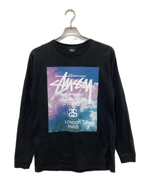 stussy（ステューシー）stussy (ステューシー) ワールドツアーグラフィックカットソー ブラック サイズ:Mの古着・服飾アイテム