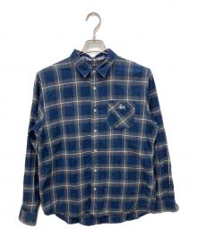 stussy（ステューシー）の古着「刺繍ロゴチェックシャツ」｜ブルー