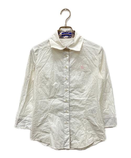 BURBERRY BLUE LABEL（バーバリー ブルー レーベル）BURBERRY BLUE LABEL (バーバリー ブルー レーベル) ワンポイントロゴノヴァチェックシャツ ホワイト サイズ:Mの古着・服飾アイテム