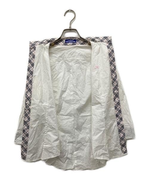BURBERRY BLUE LABEL（バーバリー ブルー レーベル）BURBERRY BLUE LABEL (バーバリー ブルー レーベル) ワンポイントロゴノヴァチェックシャツ ホワイト サイズ:Mの古着・服飾アイテム