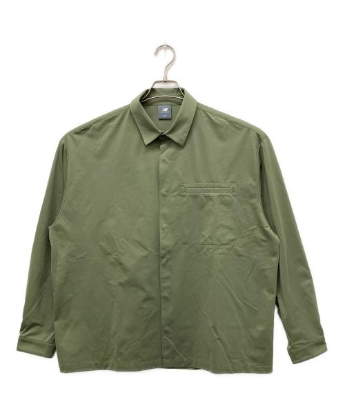 NEW BALANCE（ニューバランス）NEW BALANCE (ニューバランス) ロングスリーブメッシュニットシャツ グリーン サイズ:Lの古着・服飾アイテム