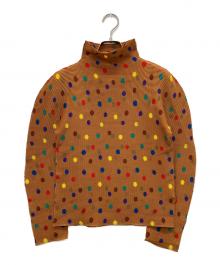 me ISSEY MIYAKE（ミーイッセイ ミヤケ）の古着「カラフルドットプリーツカットソー」｜ブラウン