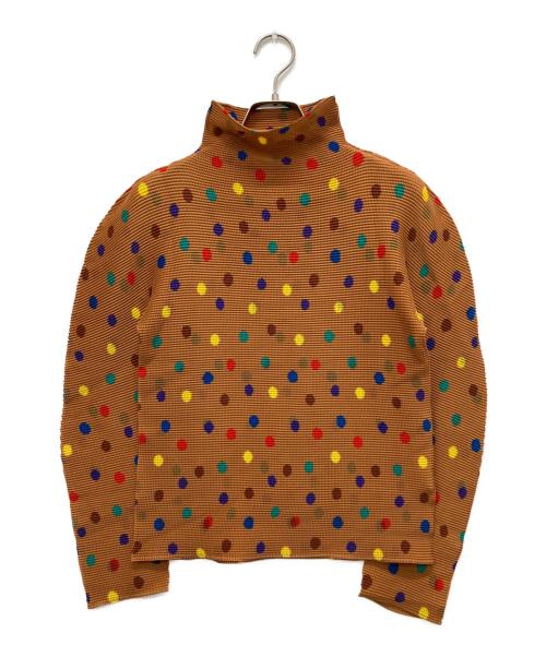 me ISSEY MIYAKE（ミーイッセイ ミヤケ）me ISSEY MIYAKE (ミーイッセイ ミヤケ) カラフルドットプリーツカットソー ブラウン サイズ:表記なしの古着・服飾アイテム
