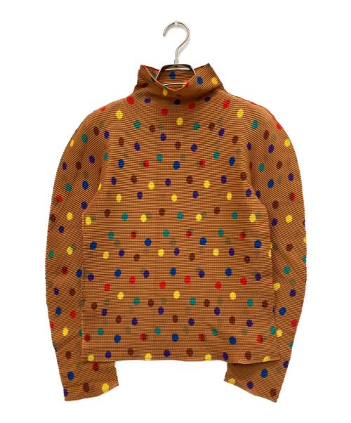 me ISSEY MIYAKE（ミーイッセイ ミヤケ）me ISSEY MIYAKE (ミーイッセイ ミヤケ) カラフルドットプリーツカットソー ブラウン サイズ:表記なしの古着・服飾アイテム
