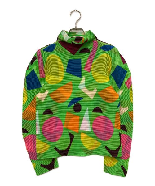 me ISSEY MIYAKE（ミーイッセイ ミヤケ）me ISSEY MIYAKE (ミーイッセイ ミヤケ) ジオトメリックプリーツカットソー グリーン サイズ:表記なしの古着・服飾アイテム