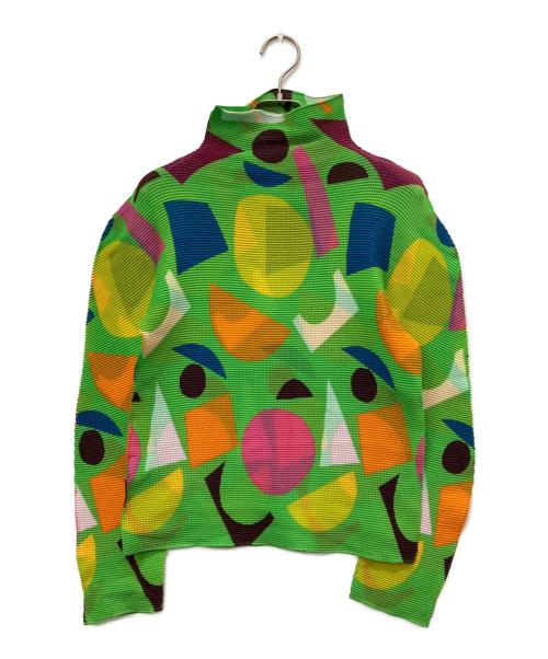 me ISSEY MIYAKE（ミーイッセイ ミヤケ）me ISSEY MIYAKE (ミーイッセイ ミヤケ) ジオトメリックプリーツカットソー グリーン サイズ:表記なしの古着・服飾アイテム