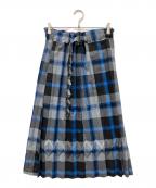 me ISSEY MIYAKEミーイッセイ ミヤケ）の古着「TARTAN CHECK PLEATSスカート」｜グレー