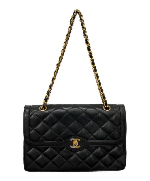 CHANEL（シャネル）CHANEL (シャネル) パリ限定マトラッセラムダブルフラップダブルチェーンバッグ ブラックの古着・服飾アイテム