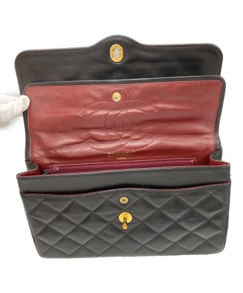 CHANEL（シャネル）CHANEL (シャネル) パリ限定マトラッセラムダブルフラップダブルチェーンバッグ ブラックの古着・服飾アイテム