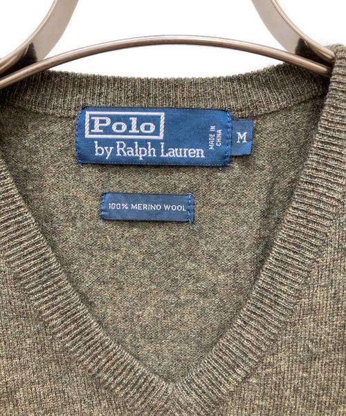 POLO RALPH LAUREN（ポロ・ラルフローレン）POLO RALPH LAUREN (ポロ・ラルフローレン) メリノウールニットベスト グリーン サイズ:Mの古着・服飾アイテム