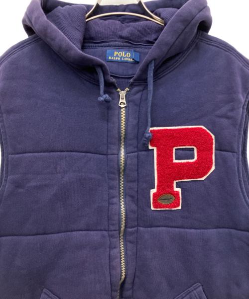 POLO RALPH LAUREN（ポロ・ラルフローレン）POLO RALPH LAUREN (ポロ・ラルフローレン) フード付きスウェットベスト ネイビー サイズ:Lの古着・服飾アイテム