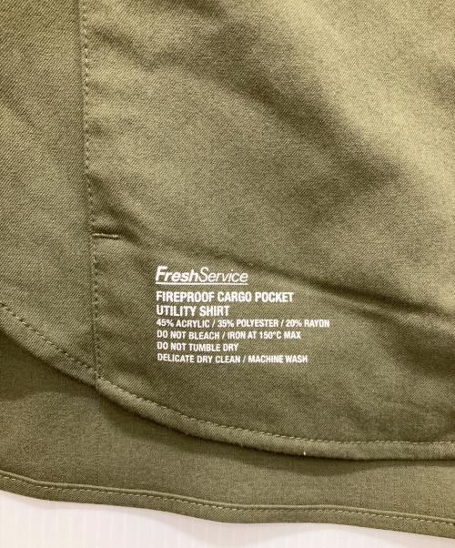 FreshService（フレッシュサービス）FreshService (フレッシュサービス) FIREPROOF CARGO POCKET REGULAR COLLAR SHIRT オリーブ サイズ:Freeの古着・服飾アイテム
