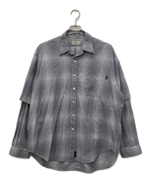SEDAN ALL-PURPOSE（セダンオールパーパス）SEDAN ALL-PURPOSE (セダンオールパーパス) SS24 Detachable Shadow Plaid BD Shirt グレー サイズ:Lの古着・服飾アイテム