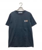 maison kitsuneメゾンキツネ）の古着「ダブルフォックスヘッド パッチ クラシック Tシャツ」｜グレー
