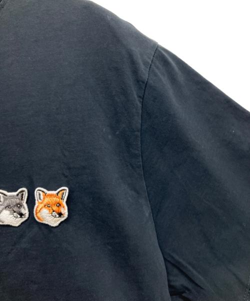maison kitsune（メゾンキツネ）MAISON KITSUNE (メゾンキツネ) ダブルフォックスヘッド パッチ クラシック Tシャツ グレー サイズ:Sの古着・服飾アイテム