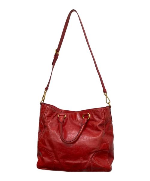 PRADA（プラダ）PRADA (プラダ) ヴィッテロシャイン2wayバッグ レッドの古着・服飾アイテム