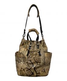 JIMMY CHOO（ジミーチュウ）の古着「パイソンレザーバッグ」｜ブラウン