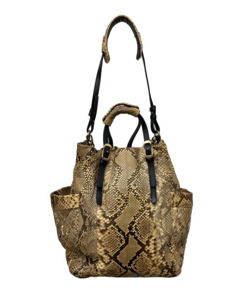 JIMMY CHOO（ジミーチュウ）JIMMY CHOO (ジミーチュウ) パイソンレザーバッグ ブラウンの古着・服飾アイテム