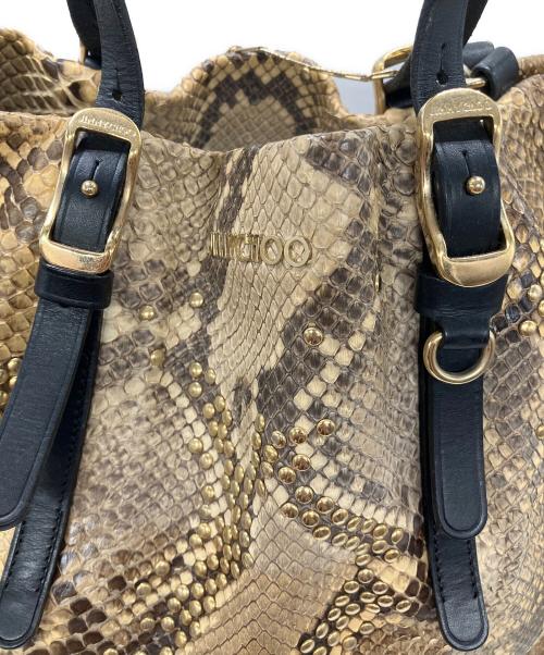 JIMMY CHOO（ジミーチュウ）JIMMY CHOO (ジミーチュウ) パイソンレザーバッグ ブラウンの古着・服飾アイテム