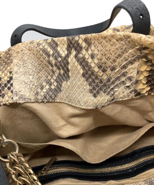 JIMMY CHOO（ジミーチュウ）JIMMY CHOO (ジミーチュウ) パイソンレザーバッグ ブラウンの古着・服飾アイテム