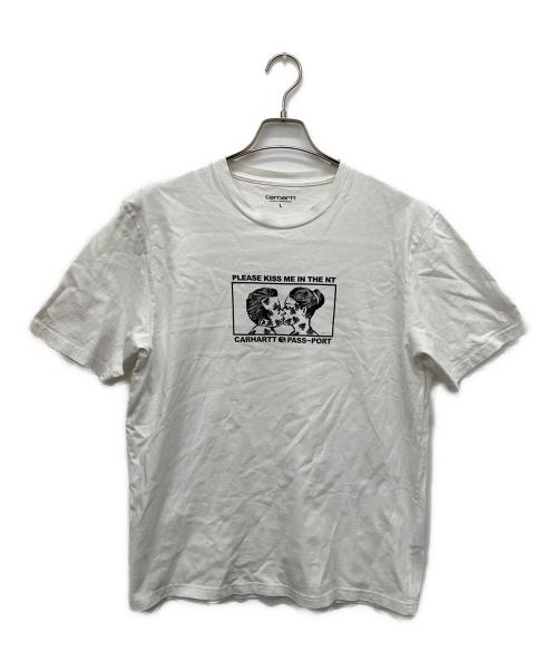 CarHartt（カーハート）CarHartt (カーハート) PASSPORT (パスポート) プリントTシャツ ホワイト サイズ:Lの古着・服飾アイテム