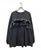 UNITED ARROWS TOKYOユナイテッドアローズトウキョウ）の古着「リボン コンビ パフスリーブ カットソー」｜ブラック
