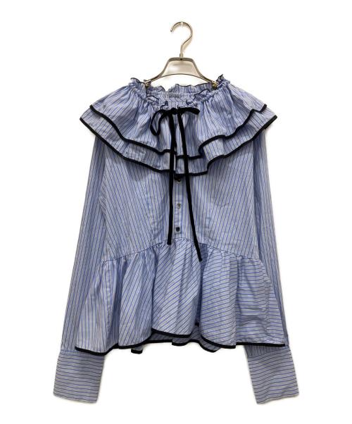 MAISON SPECIAL（メゾンスペシャル）MAISON SPECIAL (メゾンスペシャル) Edge Trim Ruffle Shirt ブルー サイズ:Freeの古着・服飾アイテム
