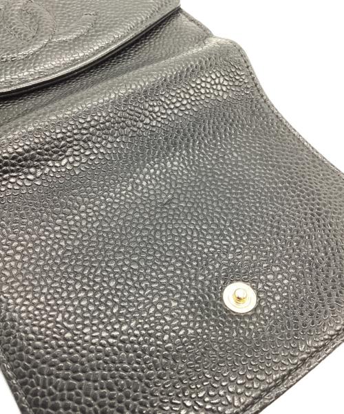 CHANEL（シャネル）CHANEL (シャネル) ココマーク キャビアスキン 二つ折り財布 ブラックの古着・服飾アイテム