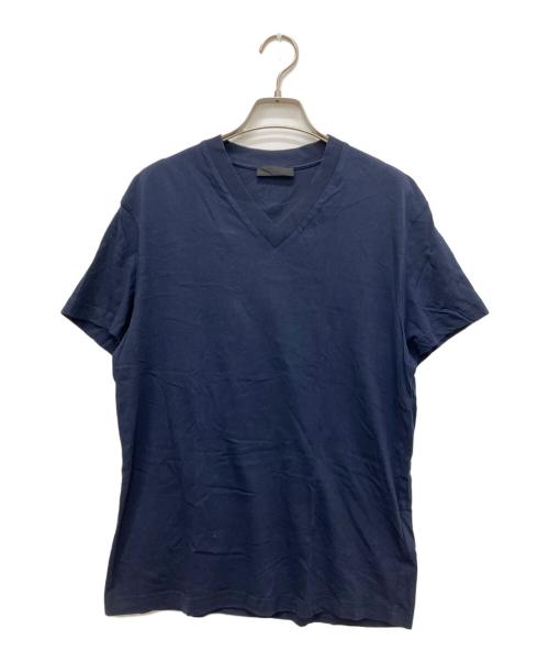 PRADA（プラダ）PRADA (プラダ) バックトライアングルロゴVネックTシャツ ネイビー サイズ:Lの古着・服飾アイテム