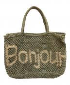 the jacksonsジャクソンズ）の古着「Bonjour ハンドメイドジュートバッグ」｜オリーブ