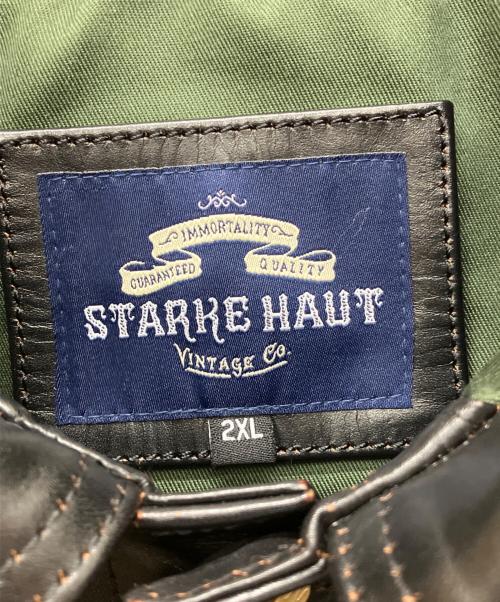 STARKE HAUT（スタークハウツ）STARKE HAUT (スタークハウツ) 2ndタイプホースレザージャケット ブラック サイズ:2XLの古着・服飾アイテム