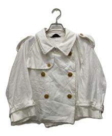 COMME des GARCONS（コムデギャルソン）の古着「04SS ポリ縮 カットオフショートトレンチジャケット」｜ホワイト