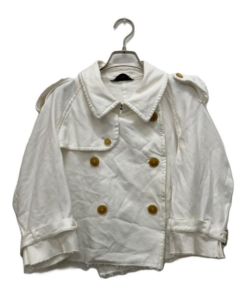 COMME des GARCONS（コムデギャルソン）COMME des GARCONS (コムデギャルソン) 04SS ポリ縮 カットオフショートトレンチジャケット ホワイト サイズ:不明の古着・服飾アイテム