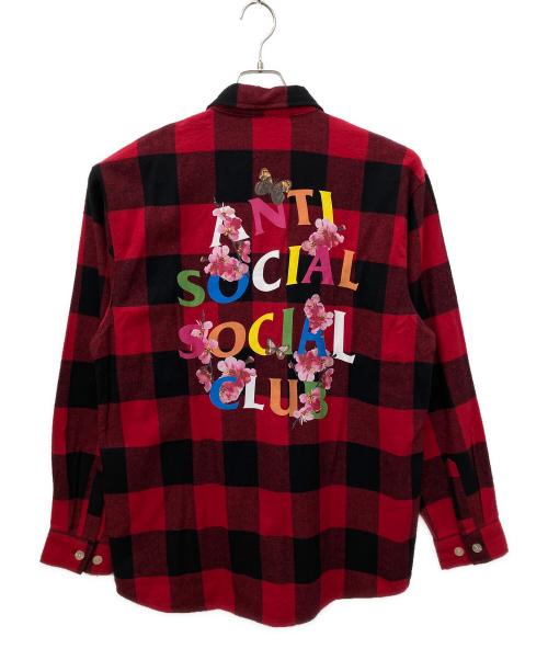 anti social social CLUB（アンチソーシャルソーシャルクラブ）anti social social CLUB (アンチソーシャルソーシャルクラブ) バックプリントネルシャツ レッド サイズ:Lの古着・服飾アイテム