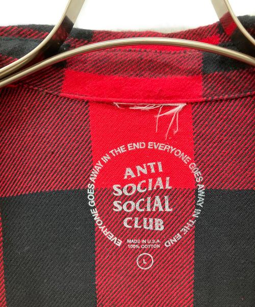 anti social social CLUB（アンチソーシャルソーシャルクラブ）anti social social CLUB (アンチソーシャルソーシャルクラブ) バックプリントネルシャツ レッド サイズ:Lの古着・服飾アイテム