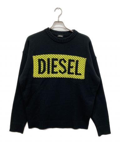 中古・古着通販】DIESEL (ディーゼル) ロゴニット ブラック×イエロー
